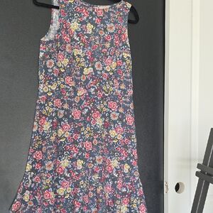 LOFT Floral Midi Dress - Gray and Pink